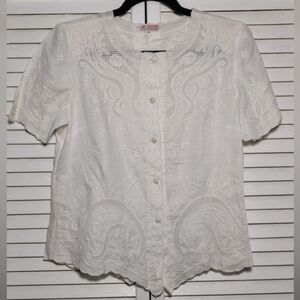 Daffodil Hand Embroidered Cream Top